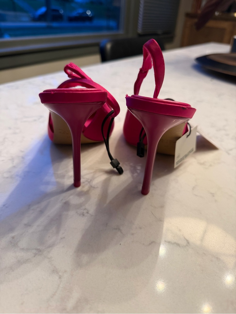 NWT ZARA Satin Pink Pointed Slingback Heels US 6.5 - Picture 5 of 6